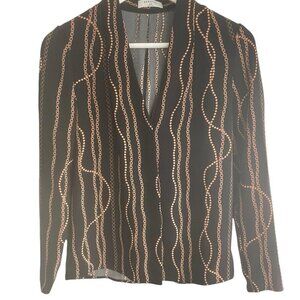 Aritzia Babaton Blouse XXS Black Chain Print Long Sleeve V Neck Top